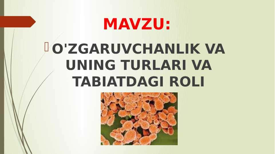 O'ZGARUVCHANLIK VA UNING TURLARI VA TABIATDAGI ROLI