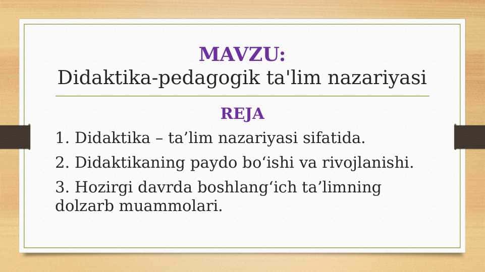 Didaktika-pedagogik ta'lim nazariyasi