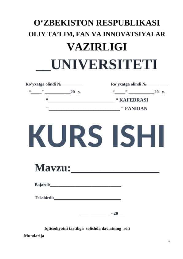 Iqtisodiyotni tartibga solishda davlatning ròli
