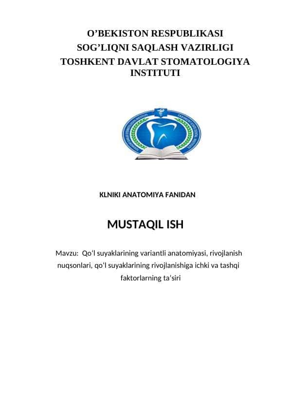 Qo‘l suyaklarining variantli anatomiyasi, rivojlanish nuqsonlari, qo‘l suyaklarining rivojlanishiga ichki va tashqi faktorlarning ta’siri
