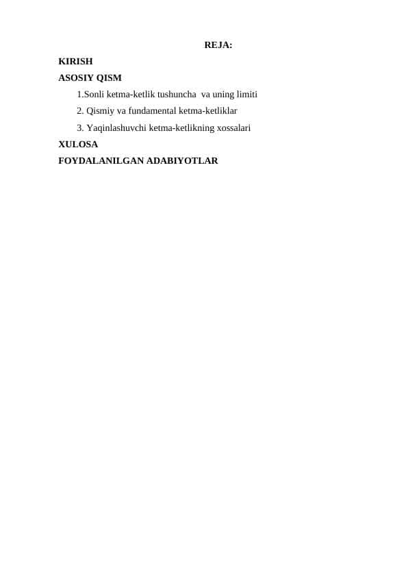 Qismiy va fundamental ketma-ketliklar