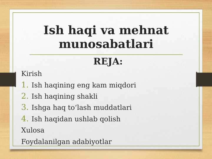 Ish haqi va mehnat munosabatlari
