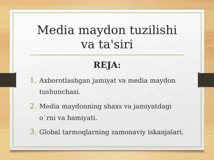 Media maydon tuzilishi va ta'siri