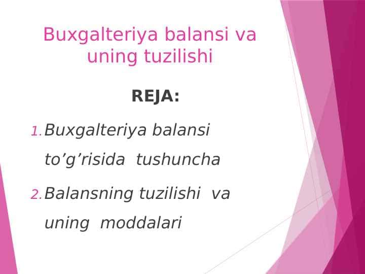 Buxgalteriya balansi va uning tuzilishi
