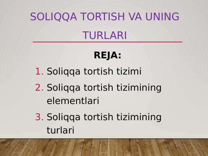 SoliqqA tortish va uning turlari