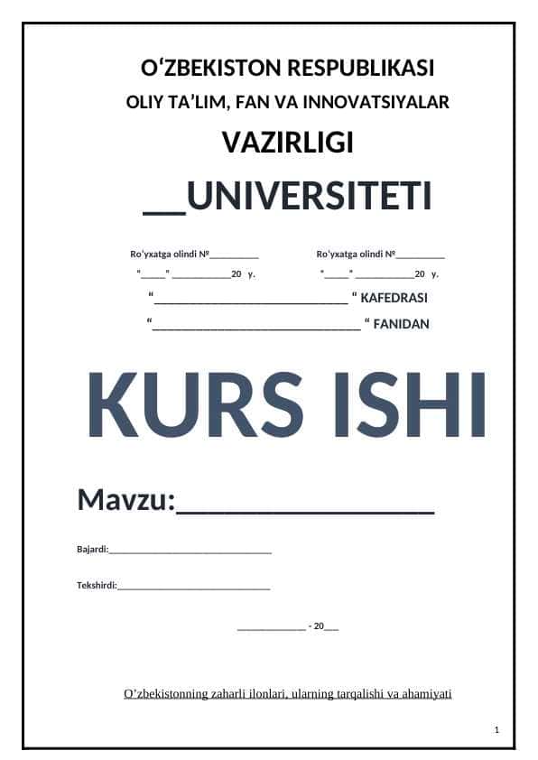 O’zbekistonning zaharli ilonlari, ularning tarqalishi va ahamiyati