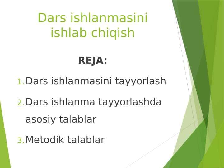 Dars ishlanmasini ishlab chiqish