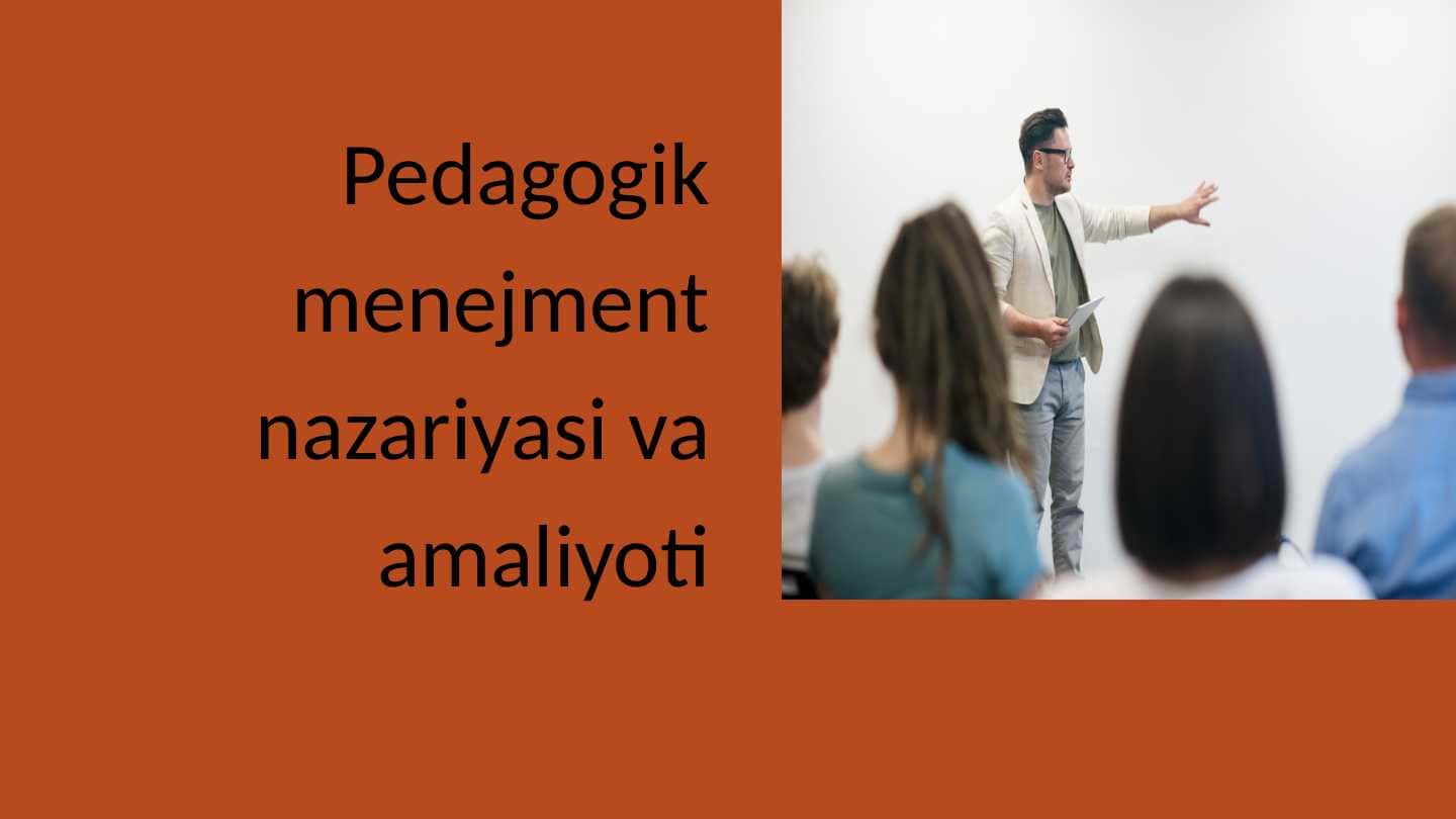 Pedagogik menejment nazariyasi va amaliyoti