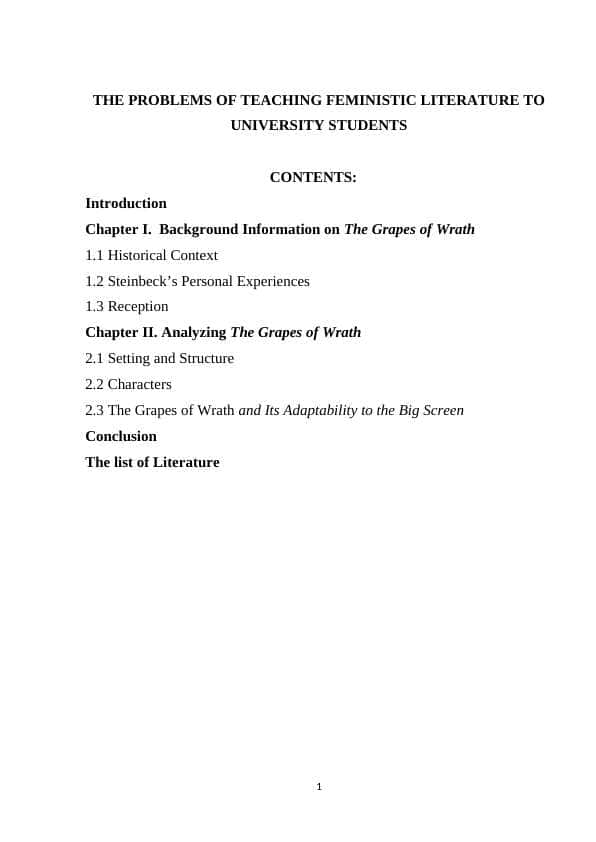 THE PROBLEMS OF TEACHING FEMINISTIC LITERATURE TO UNIVERSITY STUDENTS