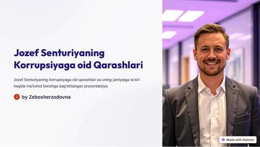 Jozef Senturiyaning Korrupsiyaga oid Qarashlari