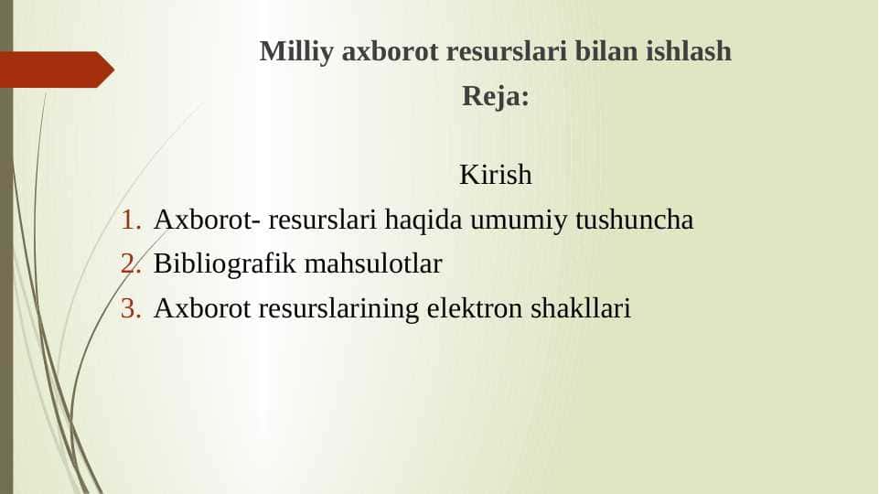 Milliy axborot resurslari bilan ishlash