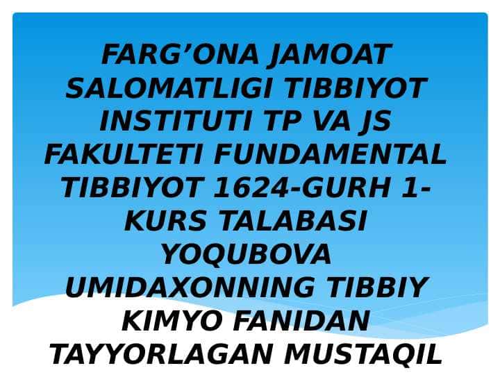 TIBBIY KIMYO