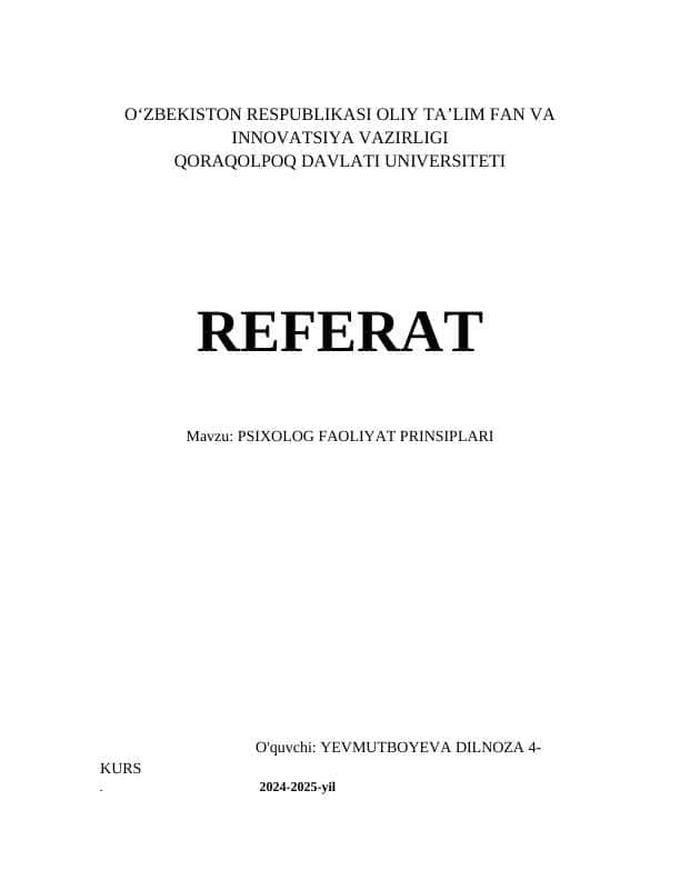 Psixolog faoliyati prinsiplari referat