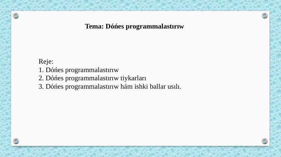 Dóńes programmalastırıw
