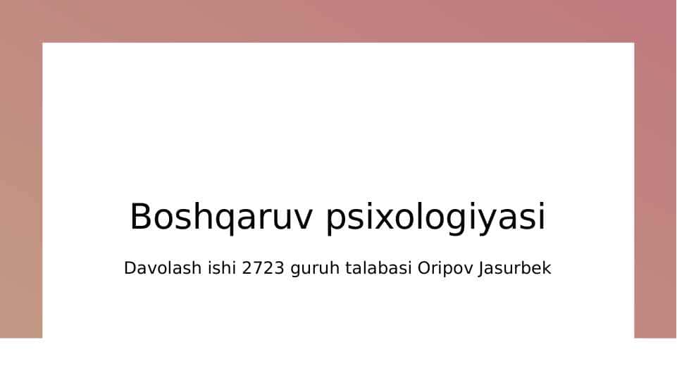 Boshqaruv psixologiyasi