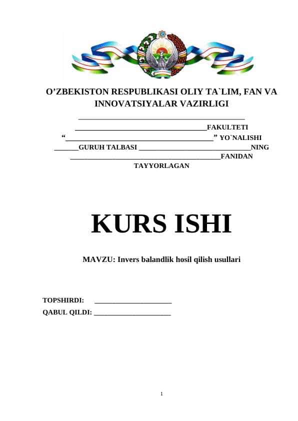 Invers balandlik hosil qilish usullari
