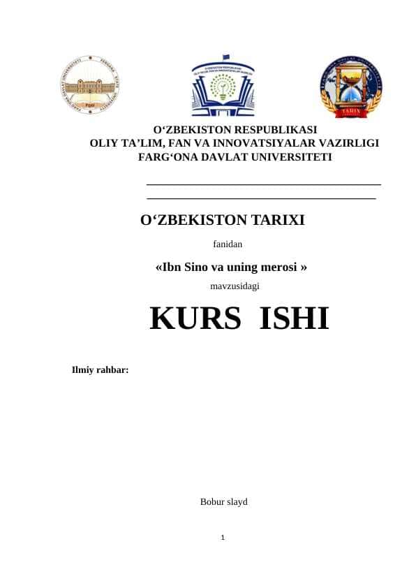 Ibn Sino va uning merosi kurs ishi