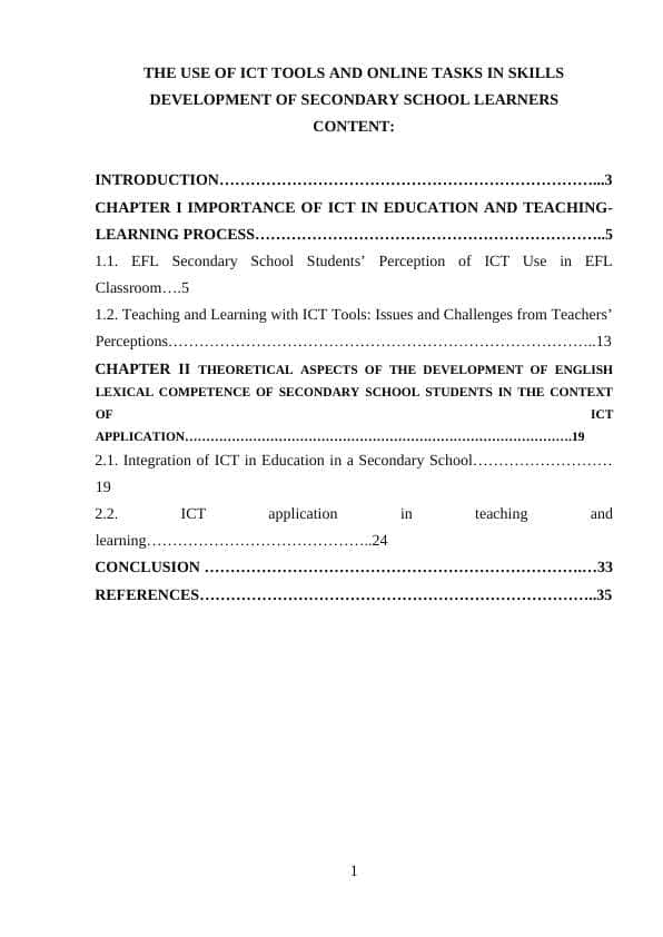 THE USE OF ICT TOOLS AND ONLINE TASKS IN SKILLS DEVELOPMENT OF SECONDARY SCHOOL LEARNERS