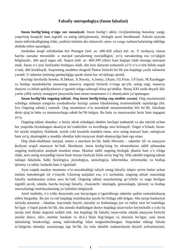 Falsafiy antropologiya (Inson falsafasi)