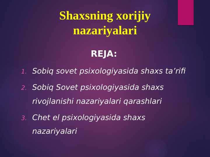 Shaxsning xorijiy nazariyalari