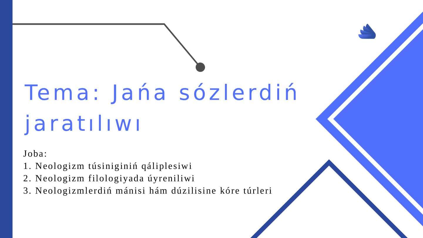 Jańa sόzlerdiń jaratılıwı