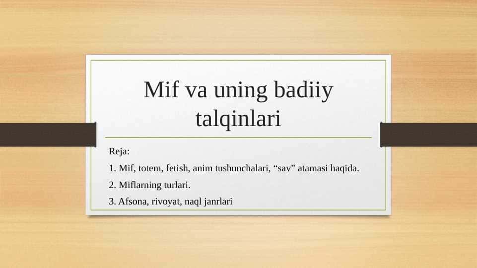 Mif va uning badiiy talqinlari
