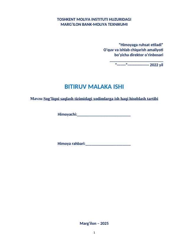 Sog’liqni saqlash tizimidagi xodimlarga ish haqi hisoblash tartibi