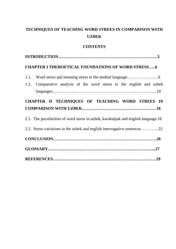 TECHNIQUES OF TEACHING WORD STREES IN COMPARISON WITH UZBEK. KURS ISHI.docx