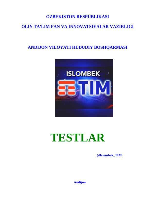 Qayta qurish davri va Markaziy Osiyo respublikalarining ahvoli
(Test 15 ta)