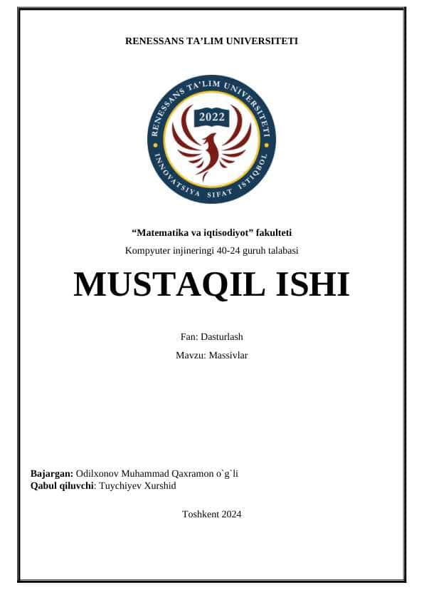 Massiv Mustaqil Ish