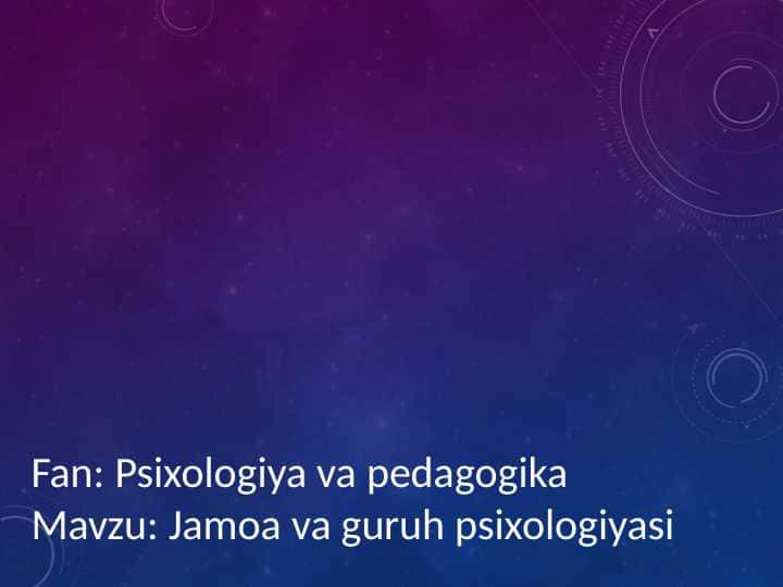 Jamoa va guruh psixologiyasi