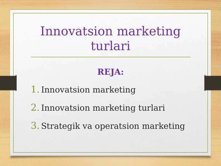 Innovatsion marketing turlari