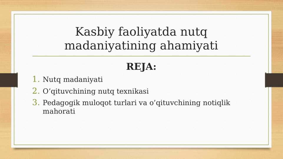 Kasbiy faoliyatda nutq madaniyatining ahamiyati