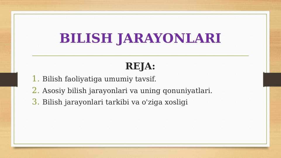 BILISH JARAYONLARI