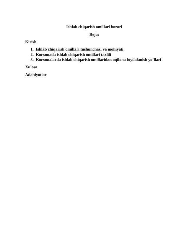Ishlab chiqarish omillari bozori