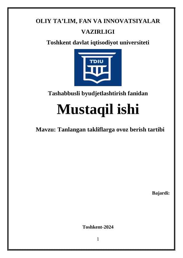 Tanlangan takliflarga ovoz berish tartibi
