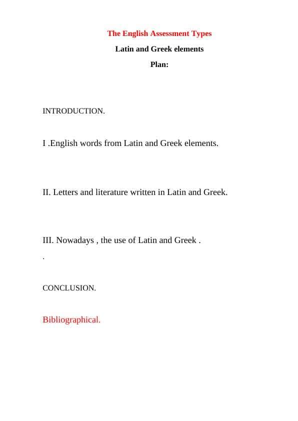 Latin and Greek elements