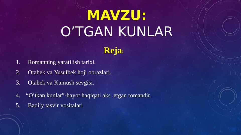 O’TGAN KUNLAR