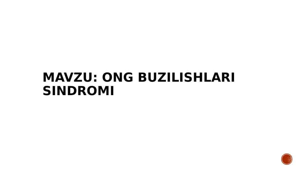 ong buzilishlari sindromi