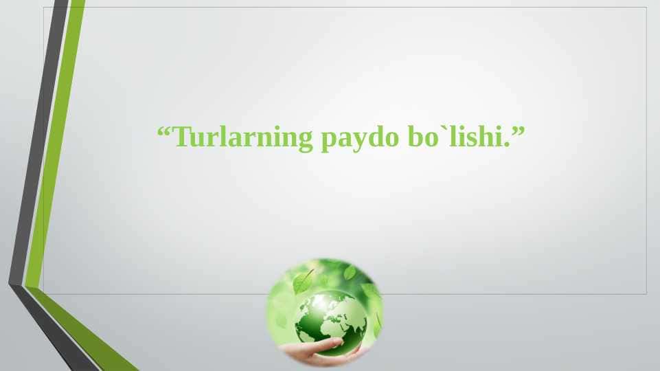 Turlarning paydo bo`lishi