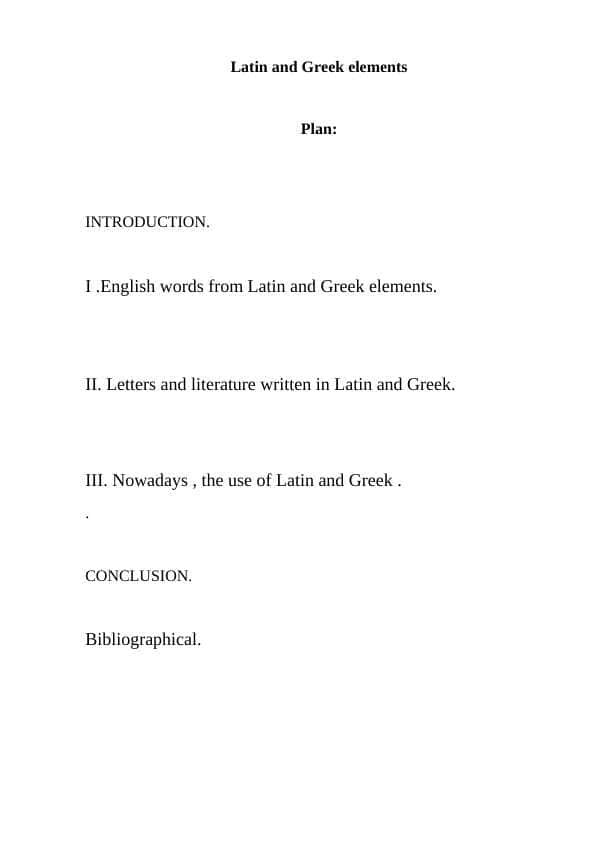 Latin and Greek elements