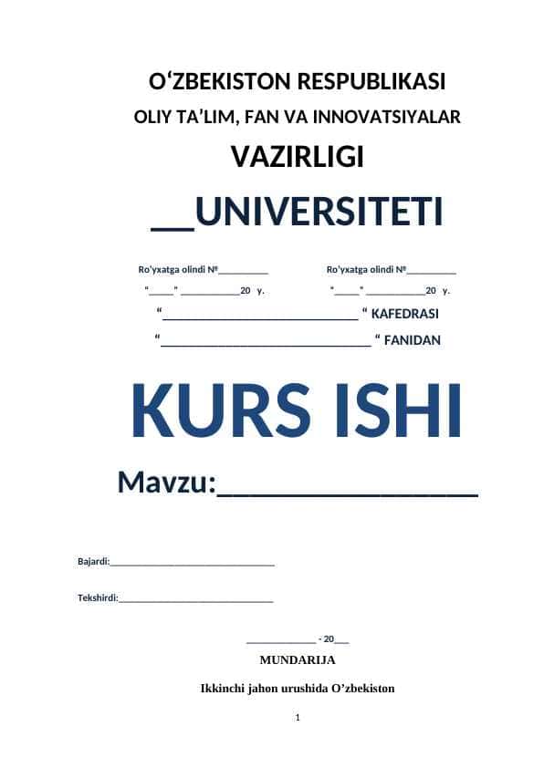 Ikkinchi jahon urushida O’zbekiston