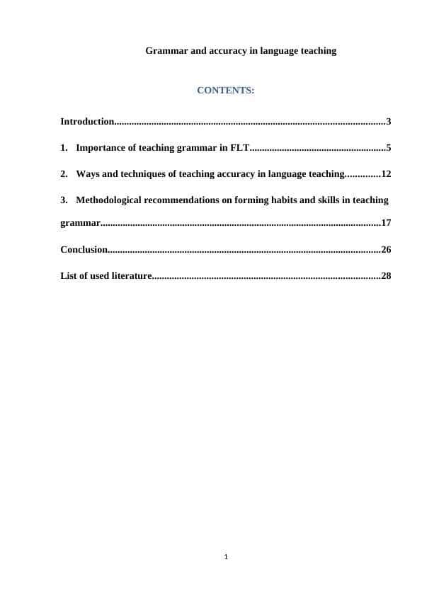 Grammar and accuracy in language teaching