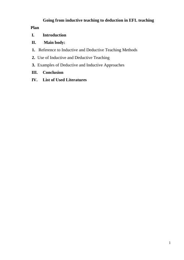 Going from inductive teaching to deduction in EFL teaching