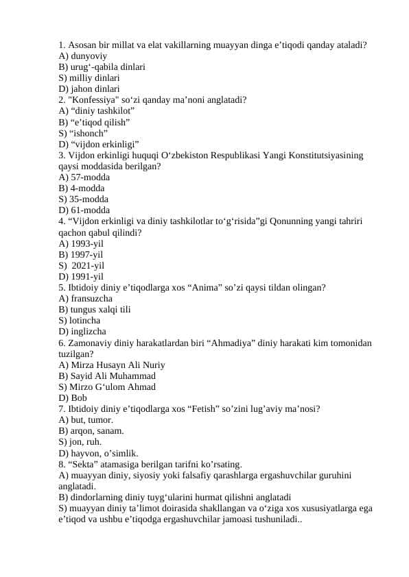 dinshunoslik test