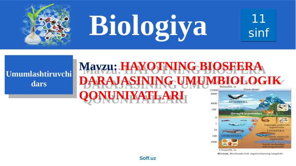 HAYOTNING BIOSFERA DARAJASINING UMUMBIOLOGIK QONUNIYATLARI