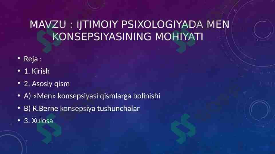 ijtimoiy psixologiyada men konsepsiyasining mohiyati