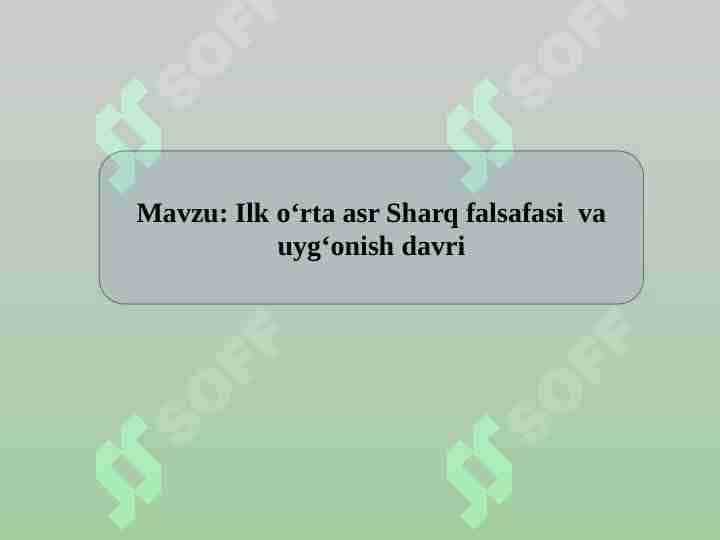Ilk oʻrta asrlarda sharq falsafasi