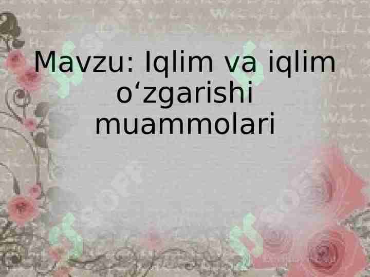 Iqlim va iqlim oʻzgarishi muammolari