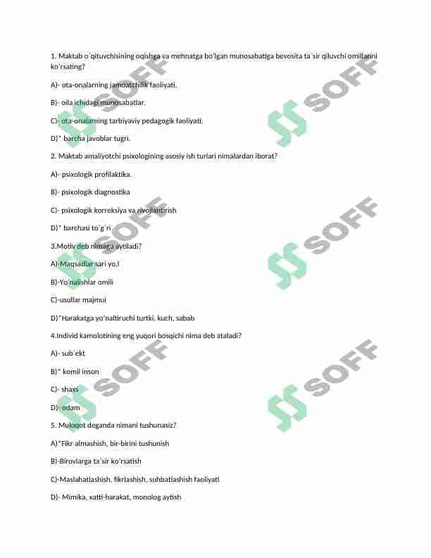 Psixologiya mavzusida test